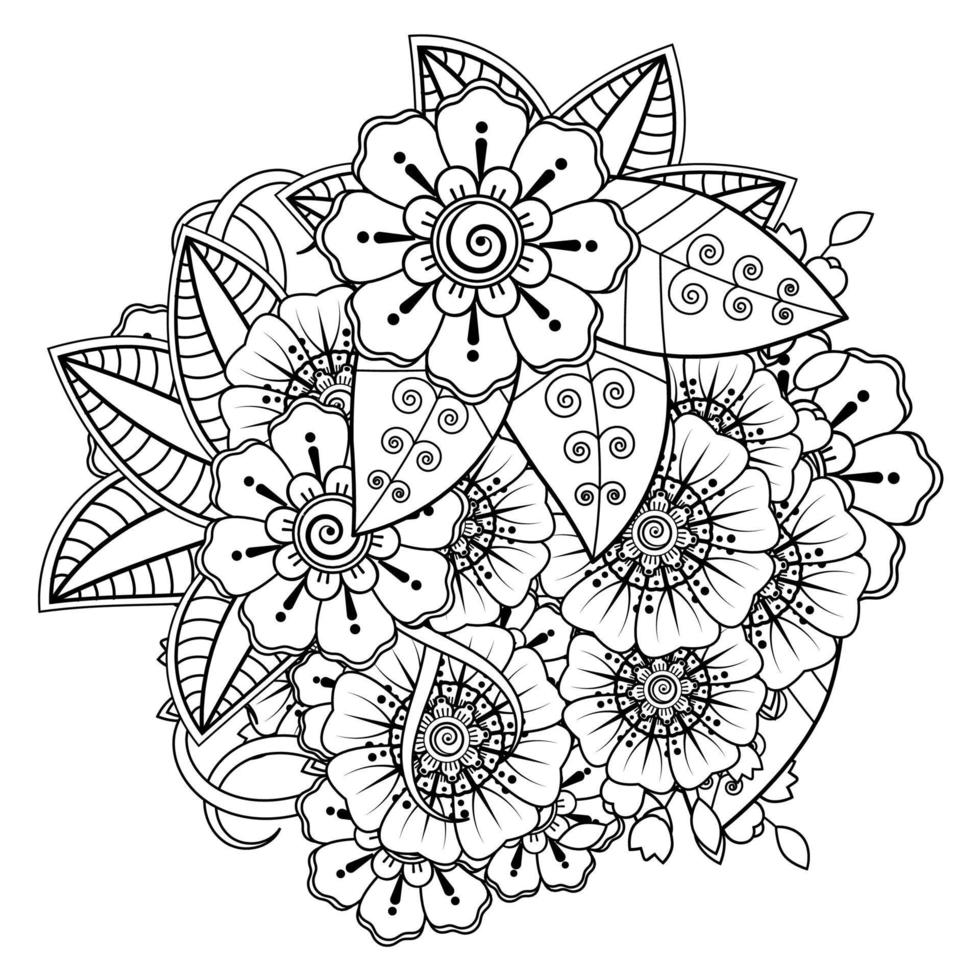 Mehndi-Blume für Henna, Mehndi, Tätowierung, Dekoration. dekoratives Ornament im ethnisch-orientalischen Stil. vektor