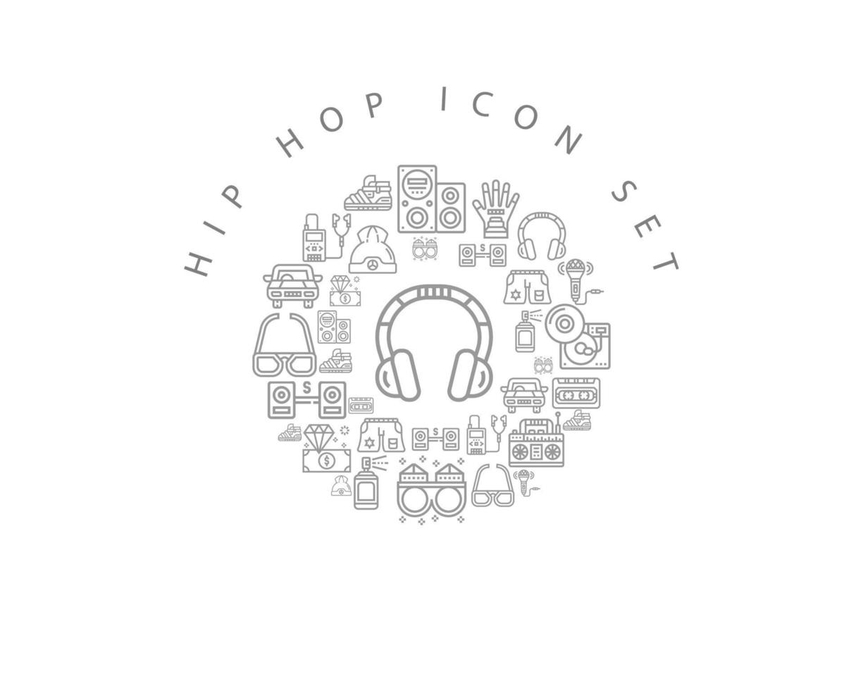 Hop-Hop-Icon-Set-Design auf weißem Hintergrund. vektor