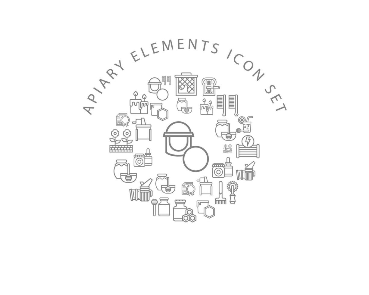 Imkerei-Elemente-Icon-Set-Design auf weißem Hintergrund vektor