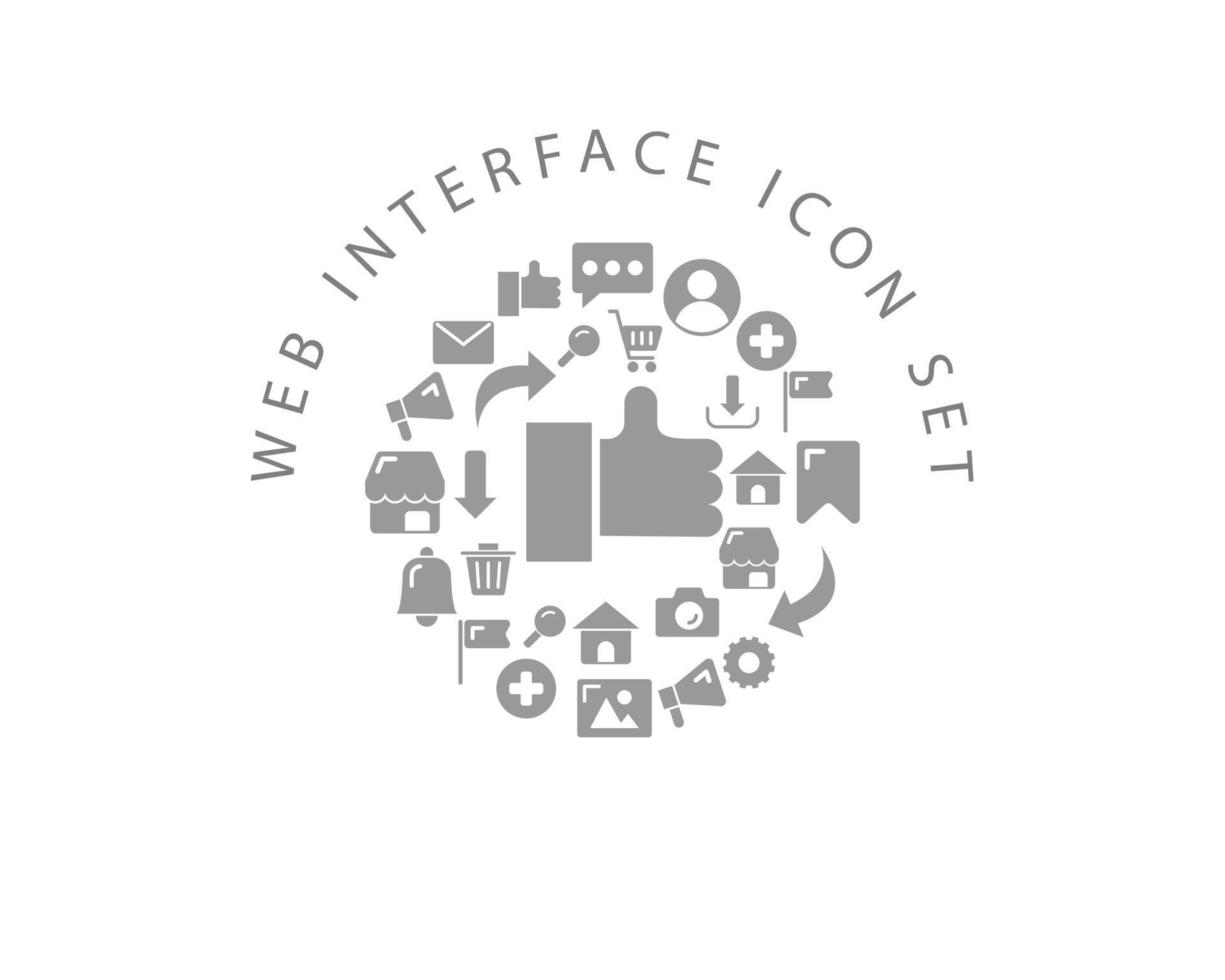 Web-Interface-Icon-Set-Design auf weißem Hintergrund. vektor