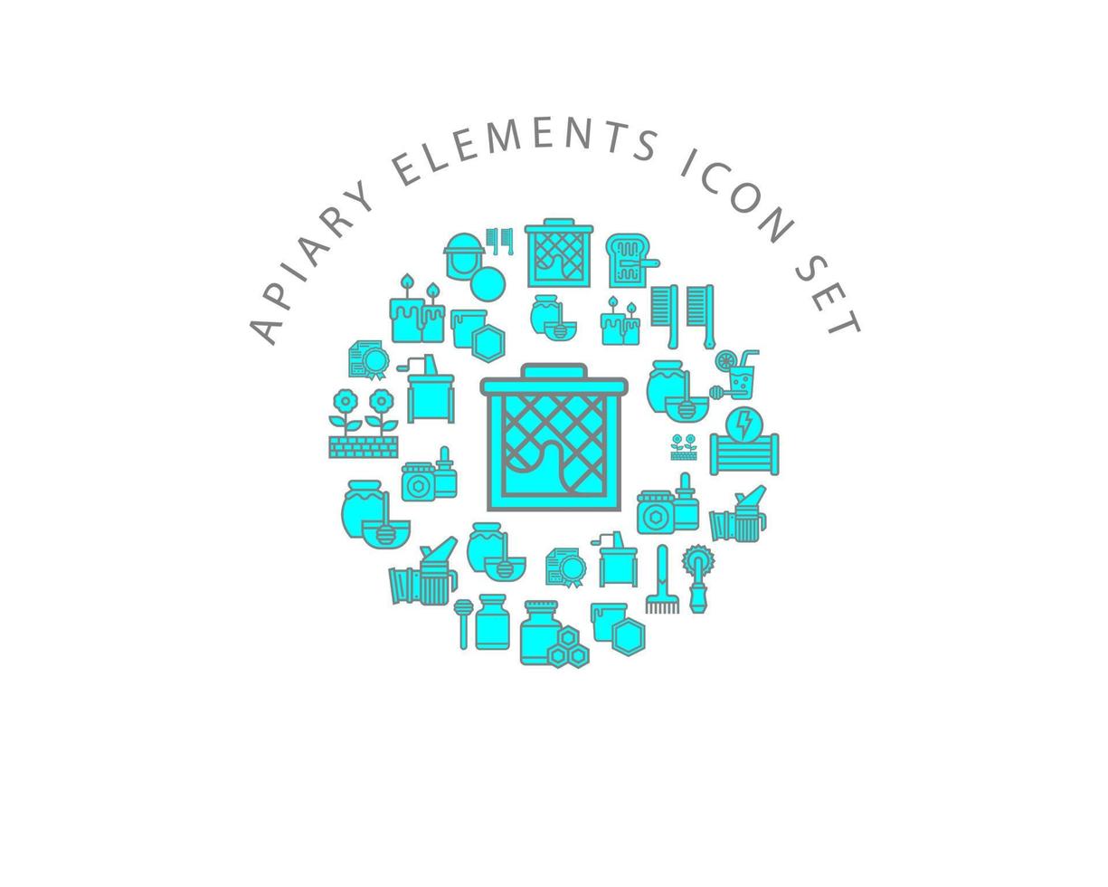 Imkerei-Elemente-Icon-Set-Design auf weißem Hintergrund vektor