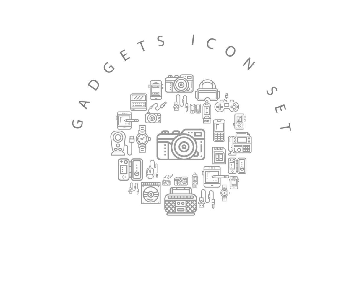 Gadget-Icon-Set-Design auf weißem Hintergrund. vektor