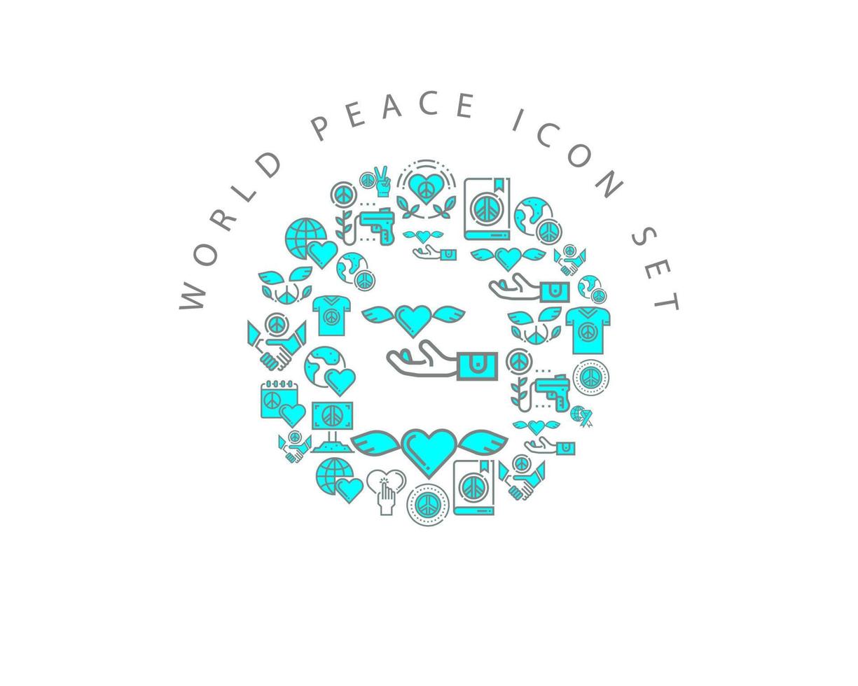 värld fred ikon uppsättning design på vit bakgrund. vektor
