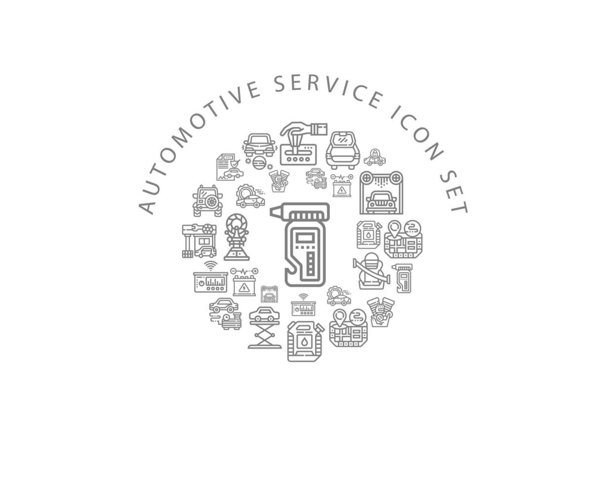 bil- service ikon uppsättning design på vit bakgrund. vektor