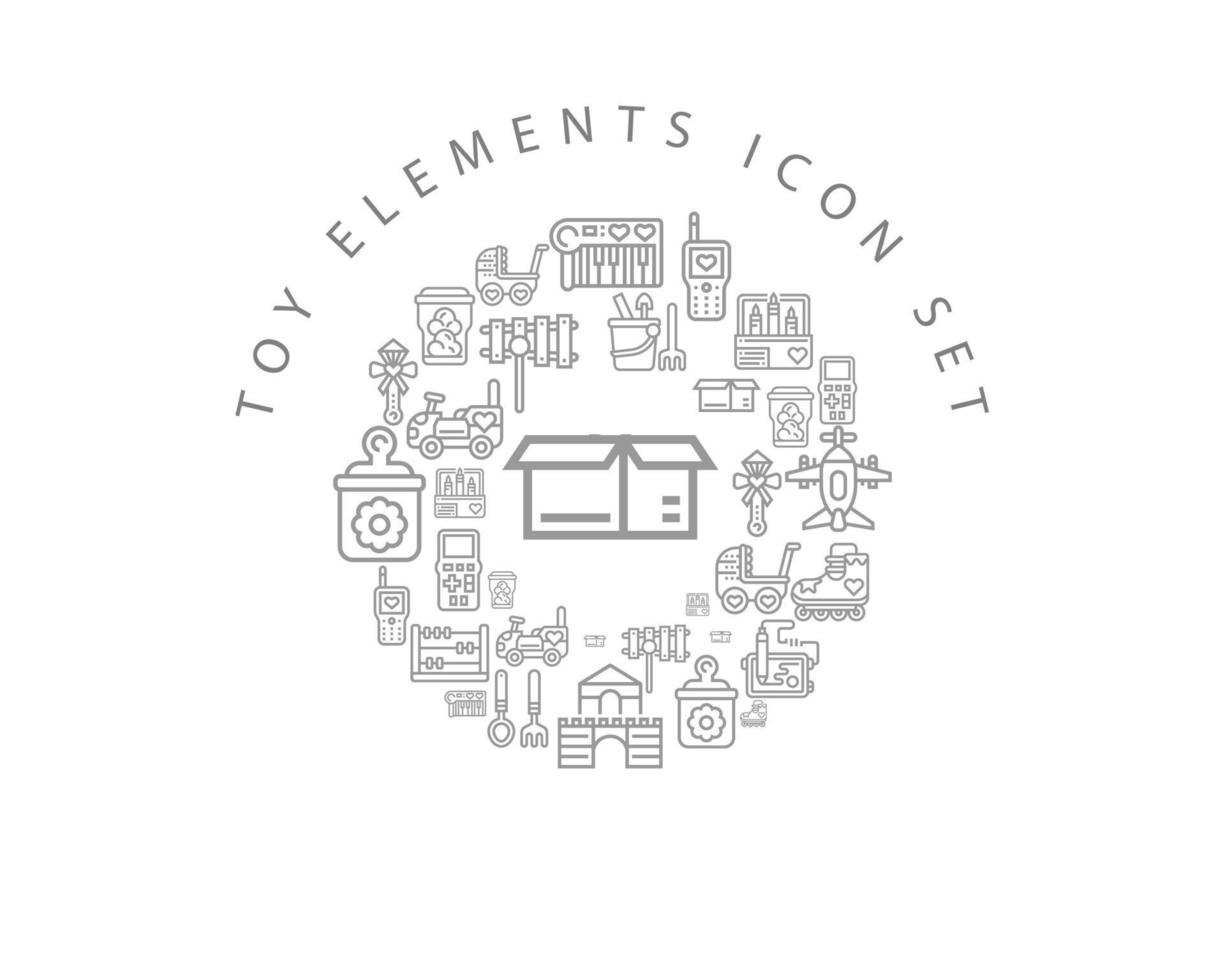 leksak element ikon uppsättning design på vit bakgrund. vektor