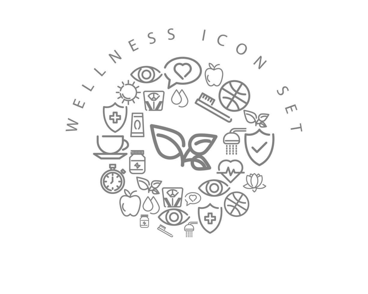 Wellness-Interface-Icon-Set-Design auf weißem Hintergrund. vektor