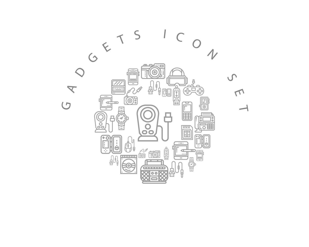 Gadget-Icon-Set-Design auf weißem Hintergrund. vektor
