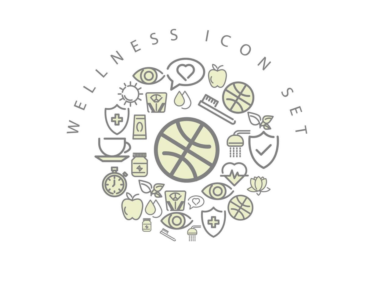 Wellness-Interface-Icon-Set-Design auf weißem Hintergrund. vektor