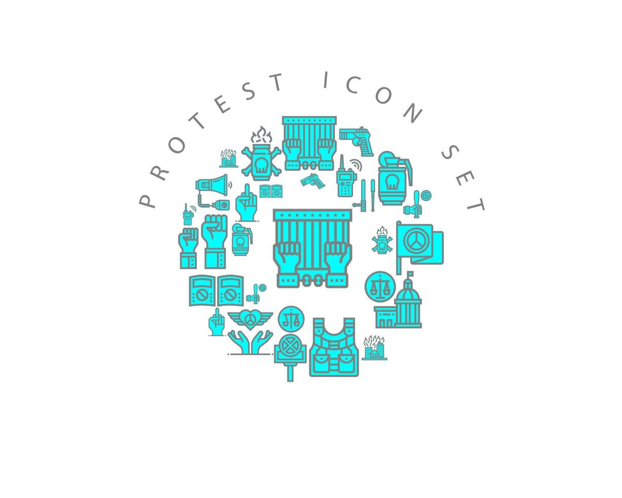 Protest-Icon-Set-Design auf weißem Hintergrund. vektor
