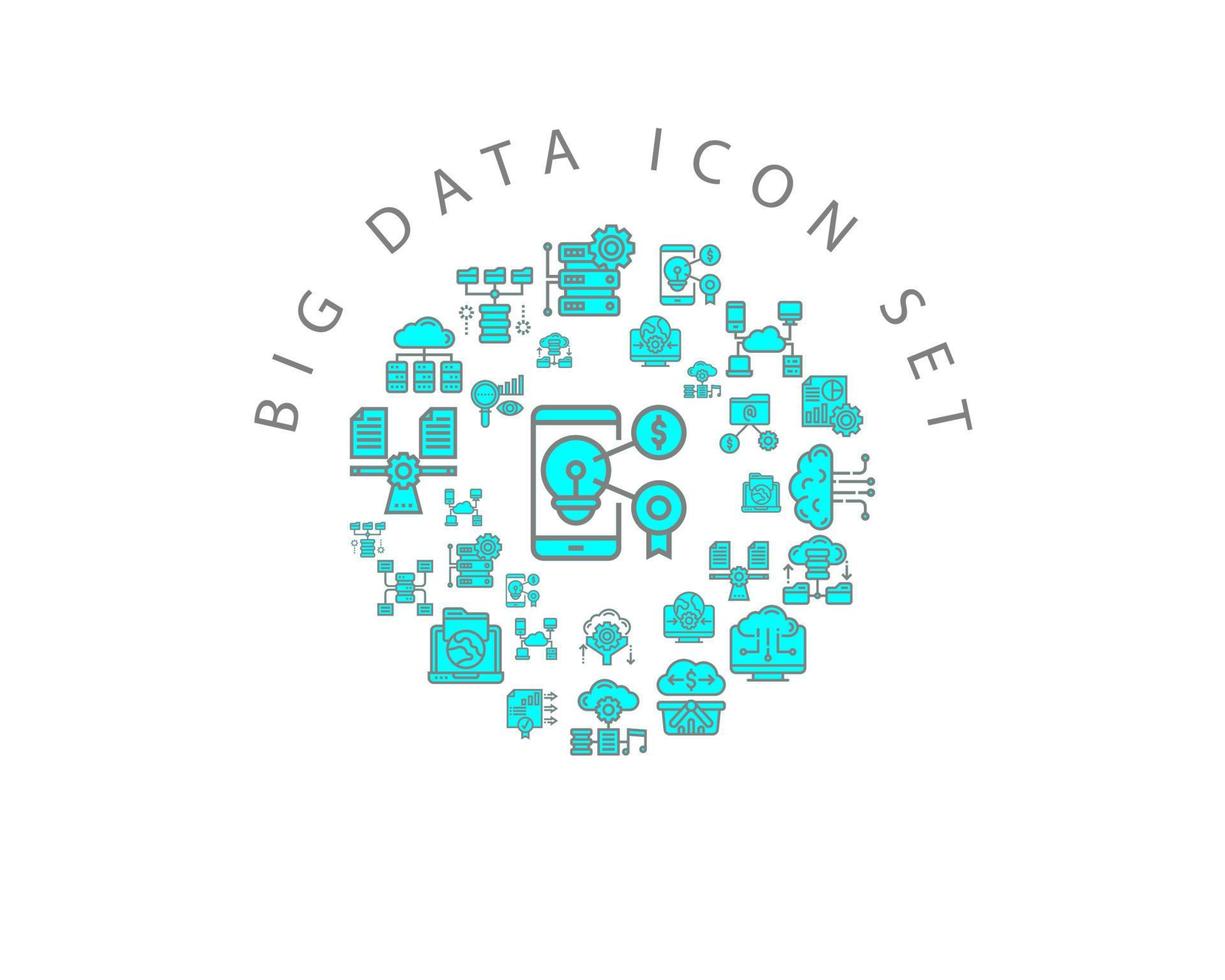 Big Data-Icon-Set-Design auf weißem Hintergrund vektor