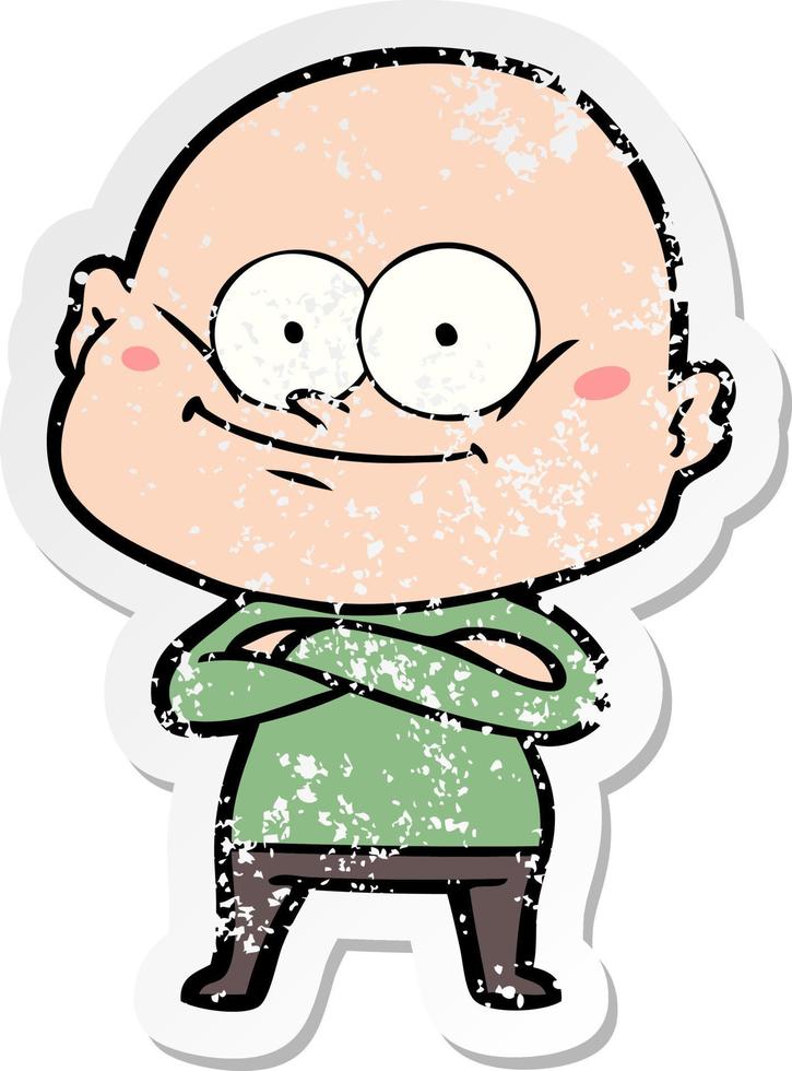 Distressed-Aufkleber eines Cartoon-glatzköpfigen Mannes, der anstarrt vektor