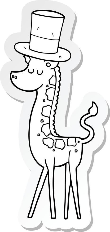 Aufkleber einer Cartoon-Giraffe im Zylinder vektor