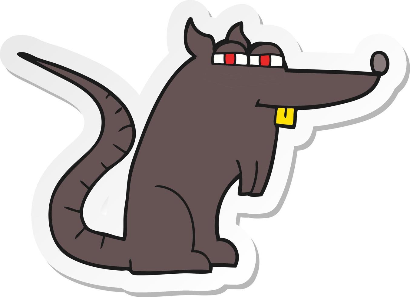 klistermärke av en tecknad serie ondska råtta vektor