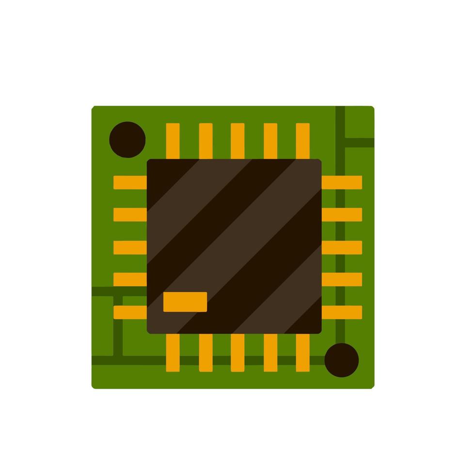 Chip. grüner Mikrochip. das Symbol für Mikroprozessor und Mikroschaltung. Moderne Technologie. flache Abbildung. Computerzubehör vektor