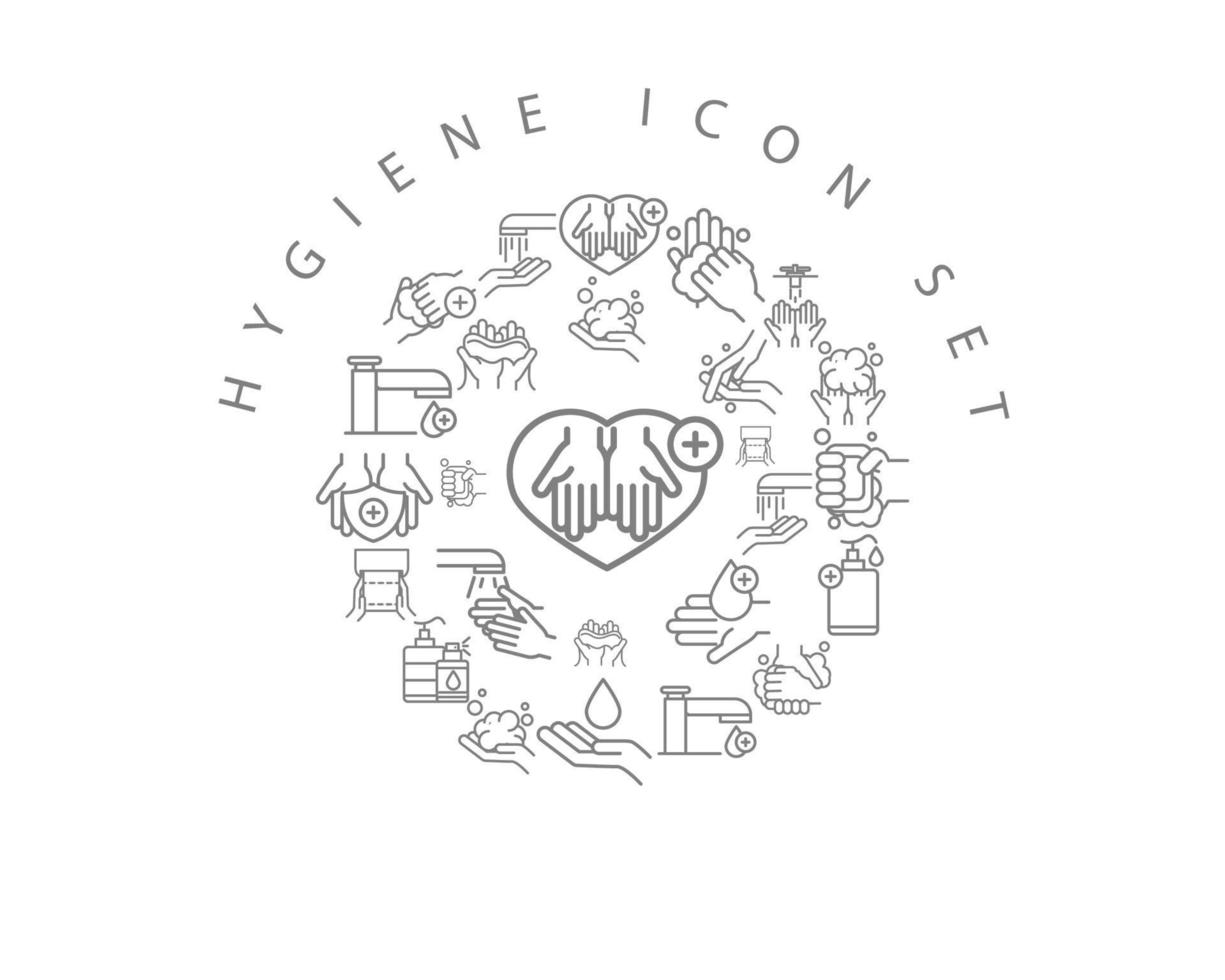 Hygiene-Icon-Set-Design auf weißem Hintergrund. vektor