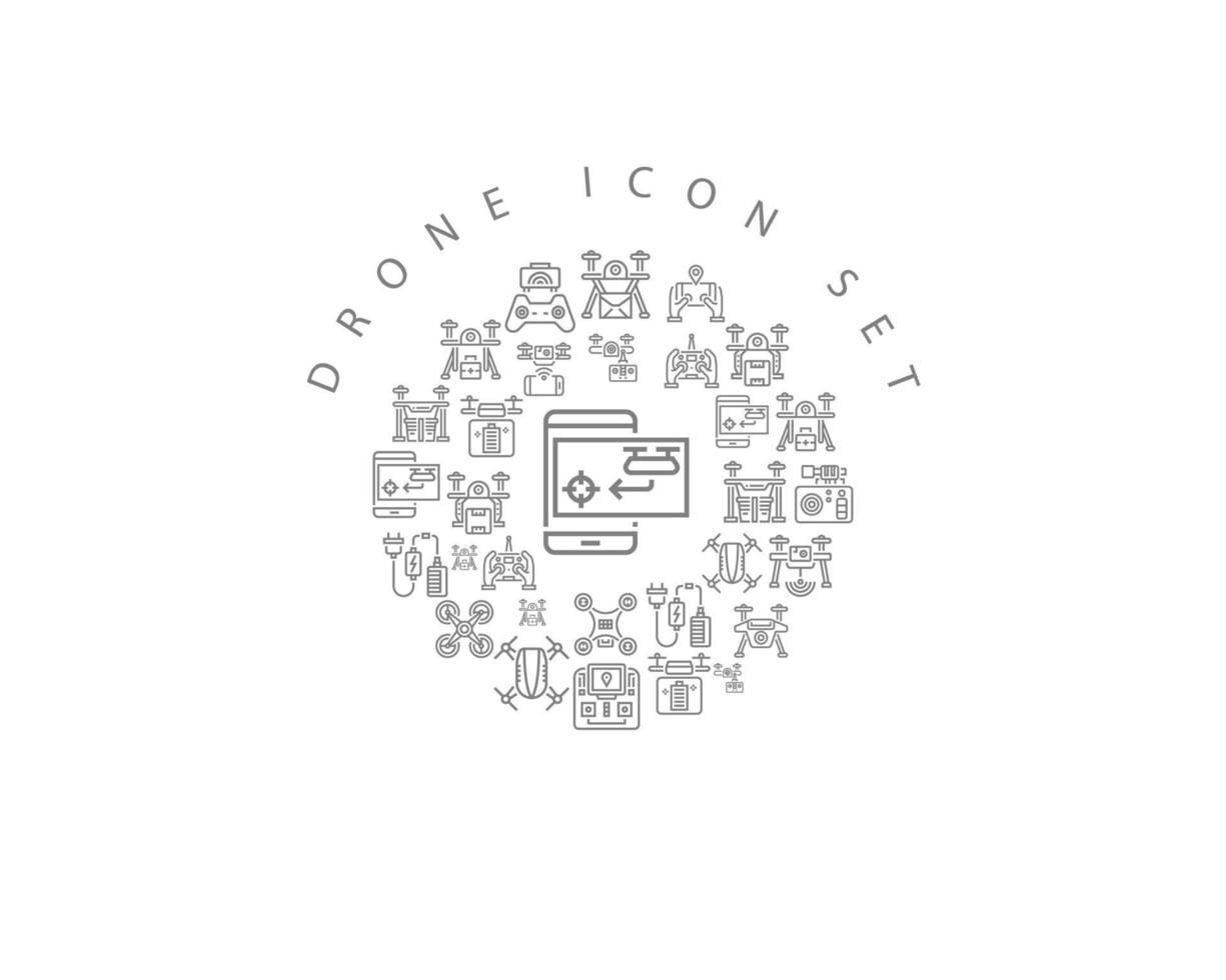 Drohnen-Icon-Set-Design auf weißem Hintergrund vektor