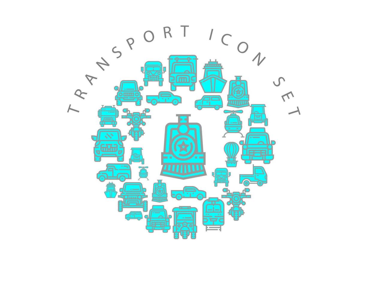 Transport-Icon-Set-Design auf weißem Hintergrund. vektor