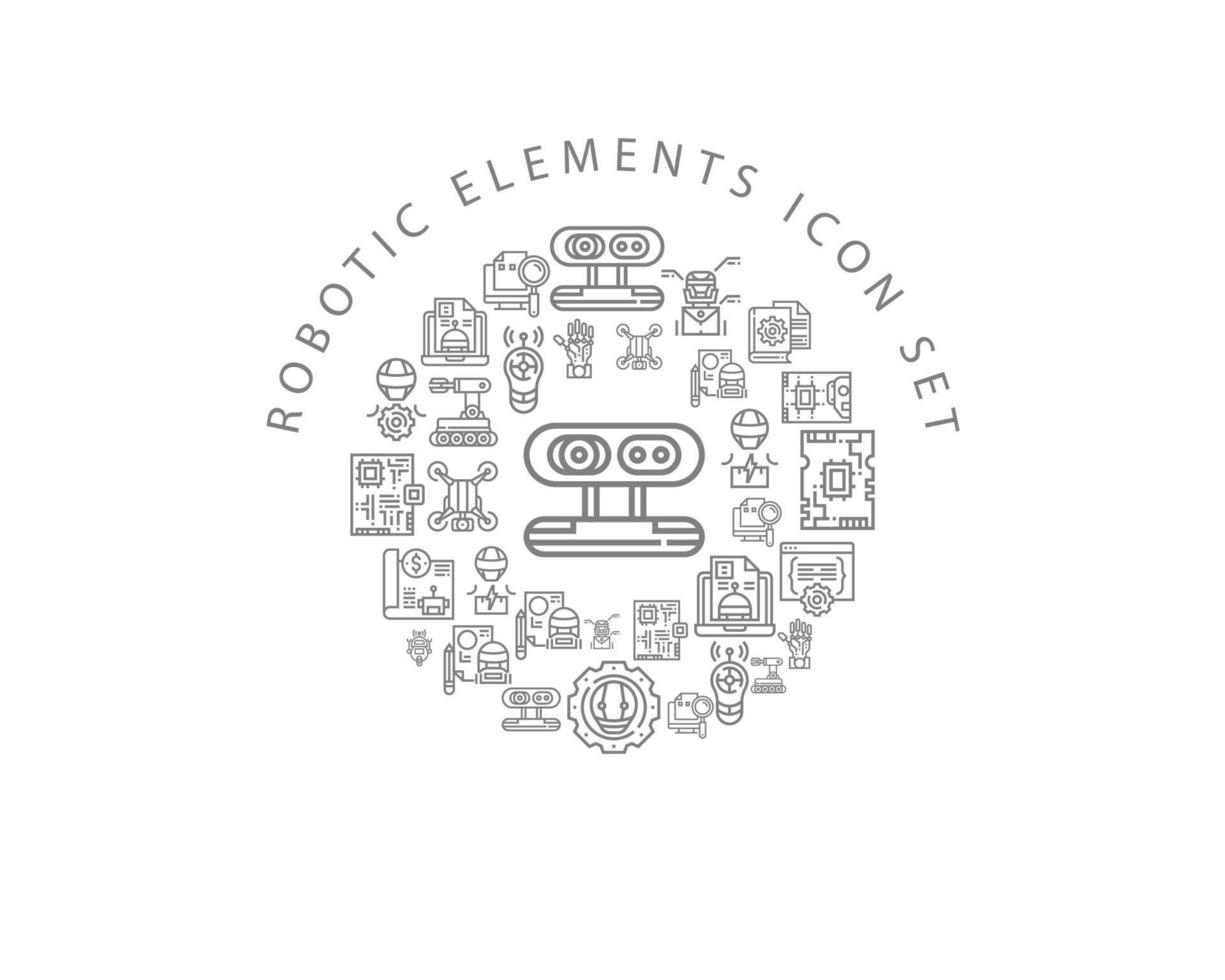 robot element ikon uppsättning design på vit bakgrund. vektor
