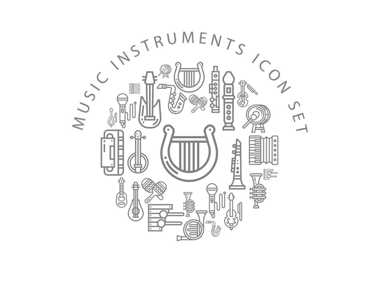 Musikinstrumente Icon-Set-Design auf weißem Hintergrund. vektor