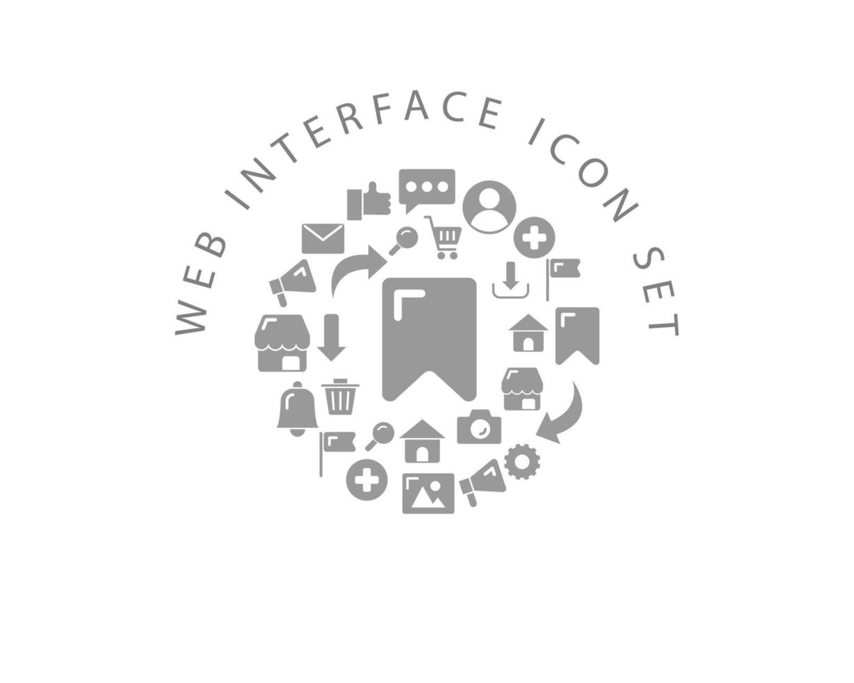 Web-Interface-Icon-Set-Design auf weißem Hintergrund. vektor