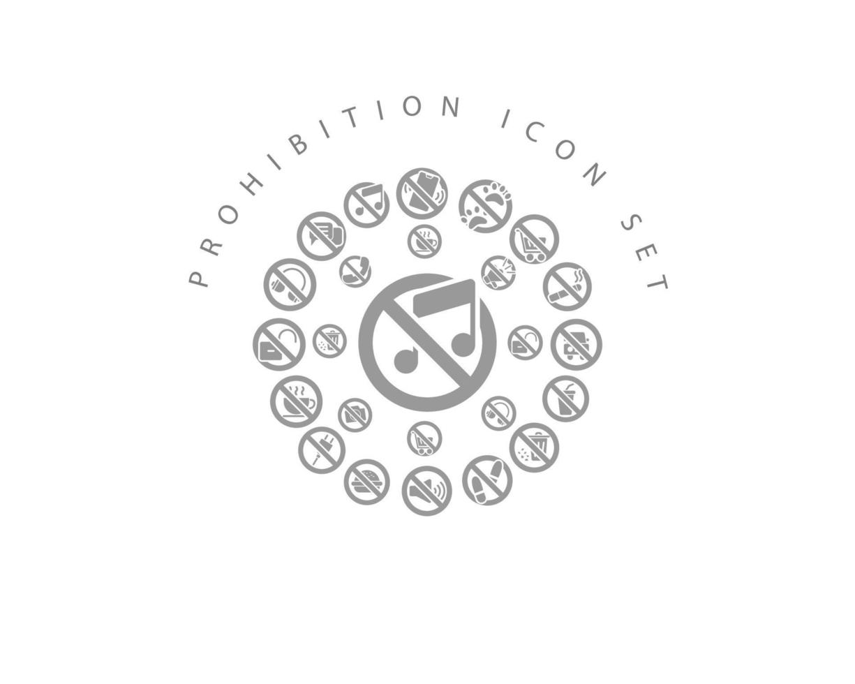 förbud ikon uppsättning design på vit bakgrund. vektor