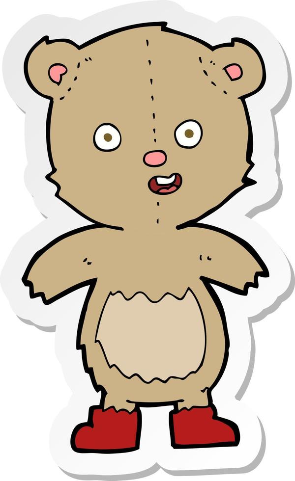 klistermärke av en tecknad glad nallebjörn i stövlar vektor