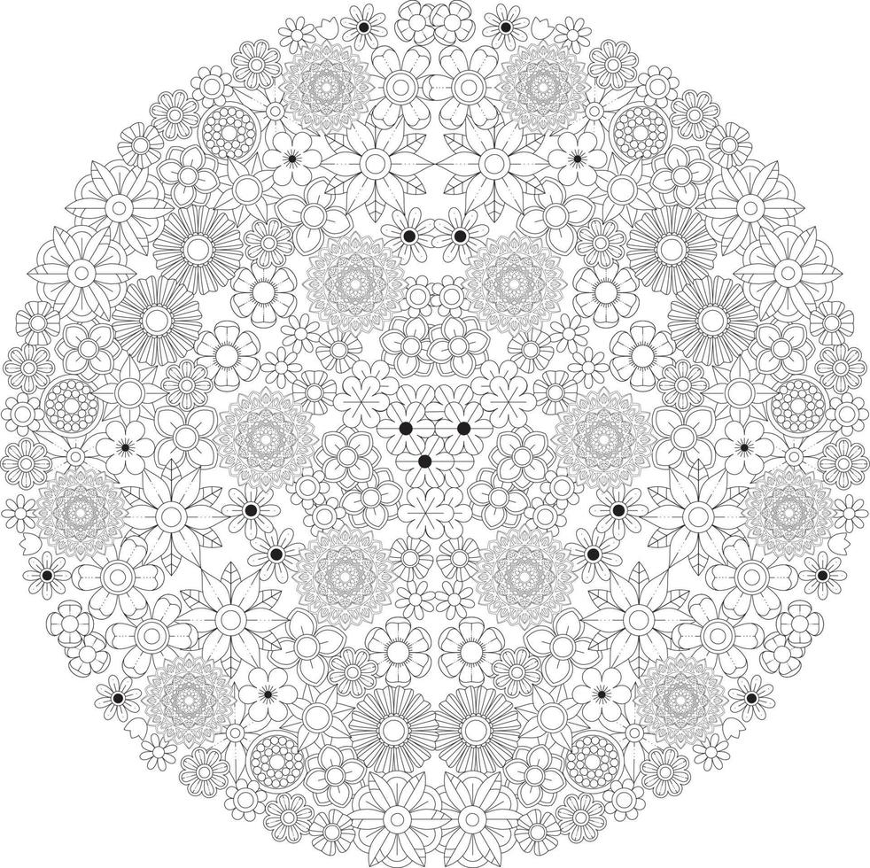 mandala blommig färg sida vuxna kdp interiör vektor