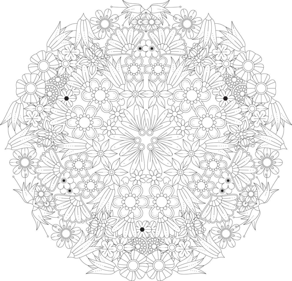 mandala blommig färg sida vuxna kdp interiör vektor