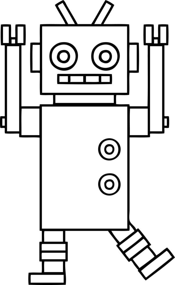 linjeteckning tecknad dansande robot vektor