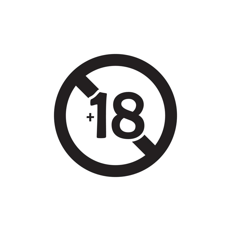 förbud 18 plus ikon eps 10 vektor