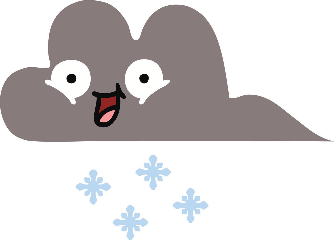 flache farbe retro cartoon sturm schneewolke vektor