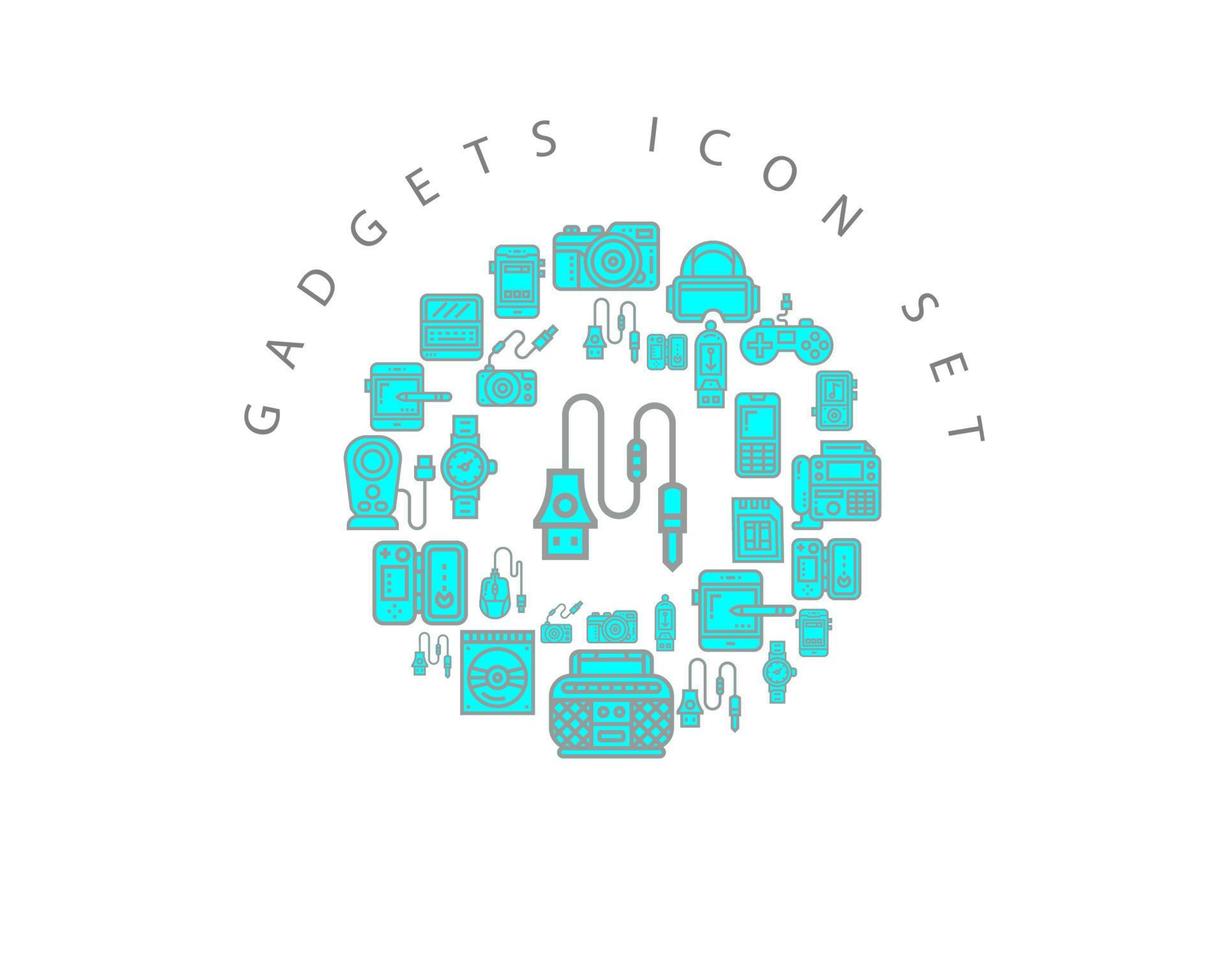 Gadget-Icon-Set-Design auf weißem Hintergrund. vektor