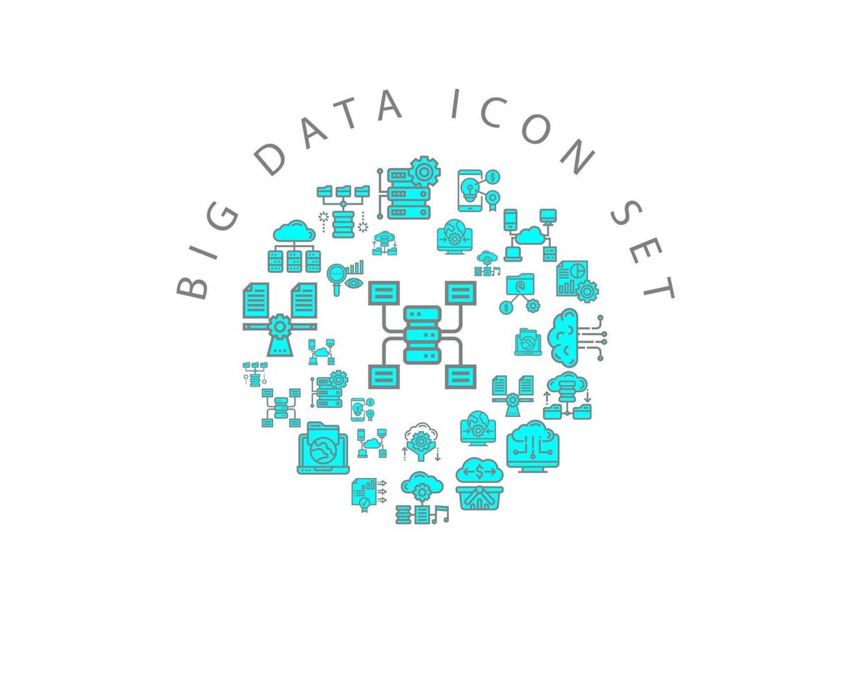 Big Data-Icon-Set-Design auf weißem Hintergrund vektor