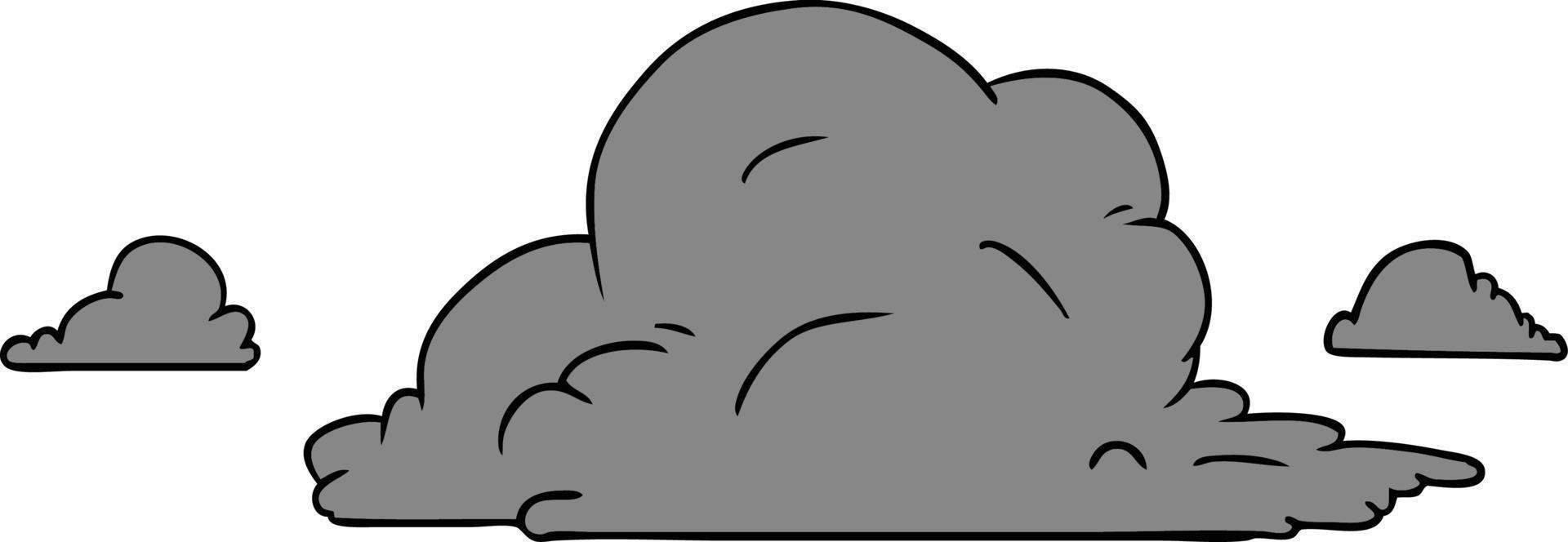 tecknad doodle av vita stora moln vektor