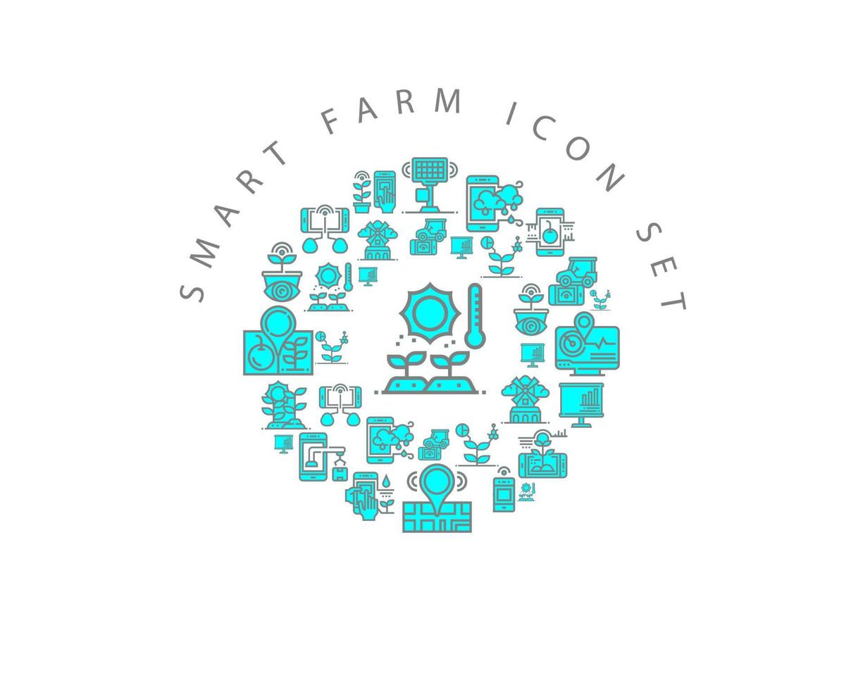 Smart-Farm-Icon-Set-Design auf weißem Hintergrund. vektor