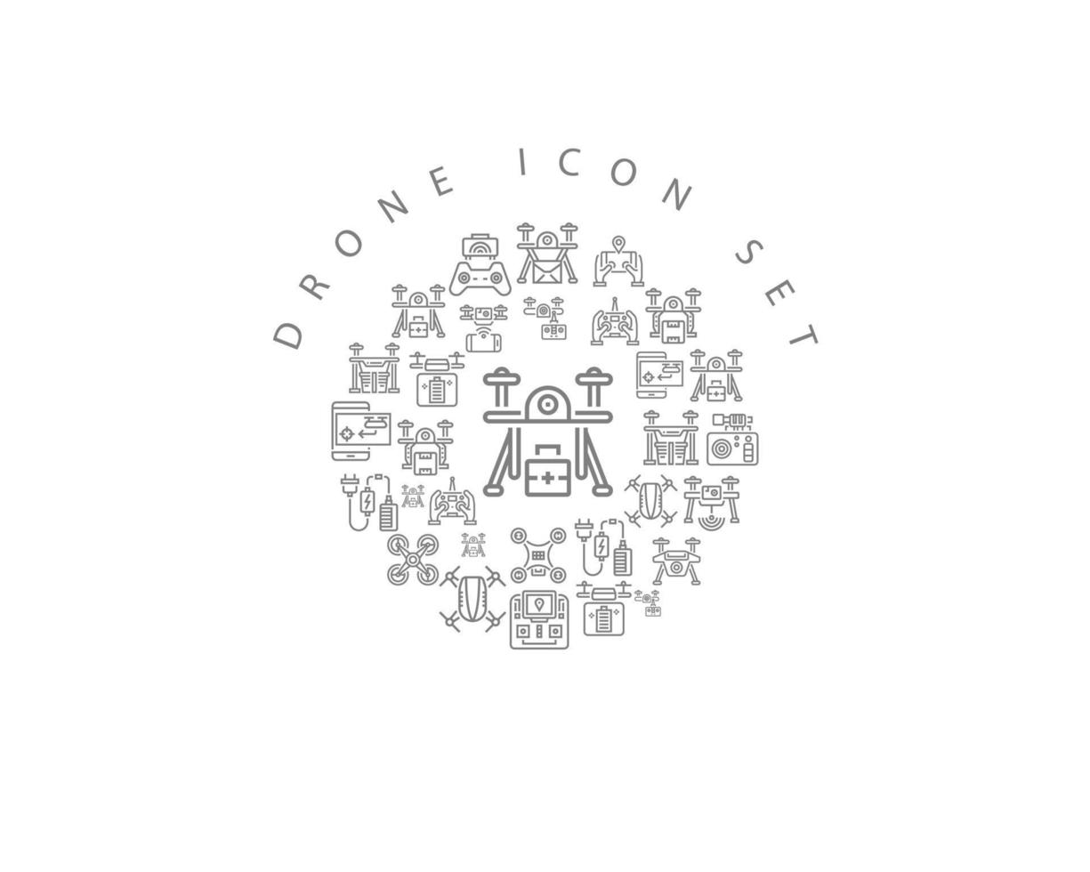 Drohnen-Icon-Set-Design auf weißem Hintergrund vektor
