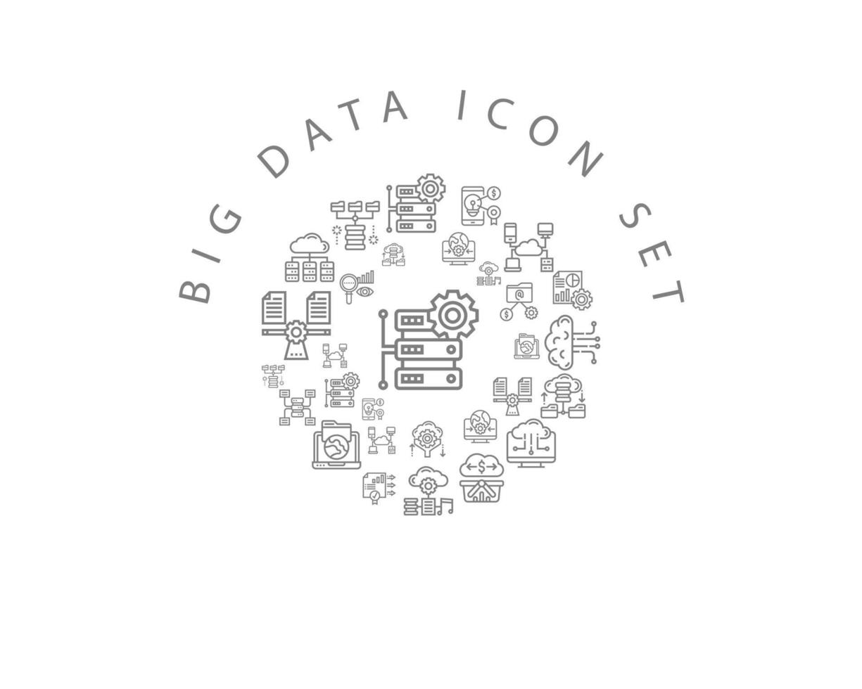 Big Data-Icon-Set-Design auf weißem Hintergrund vektor