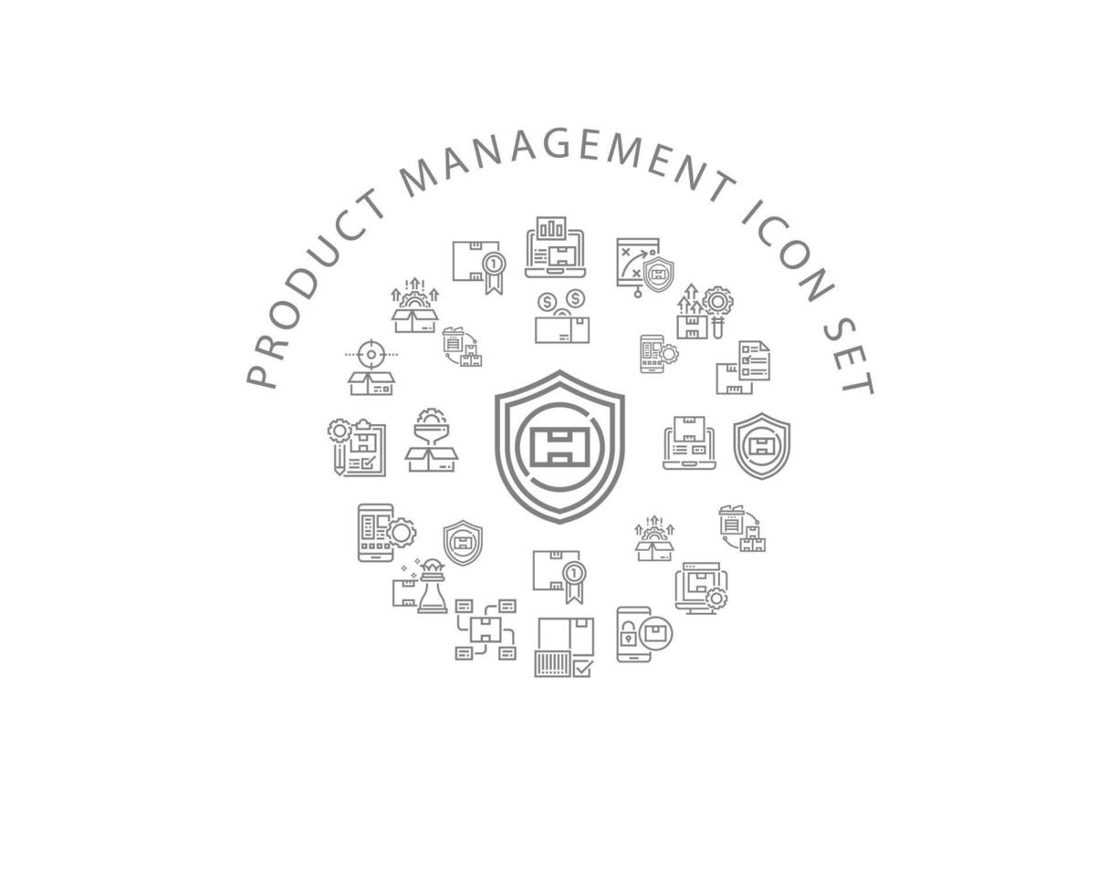 Produktmanagement-Icon-Set-Design auf weißem Hintergrund. vektor