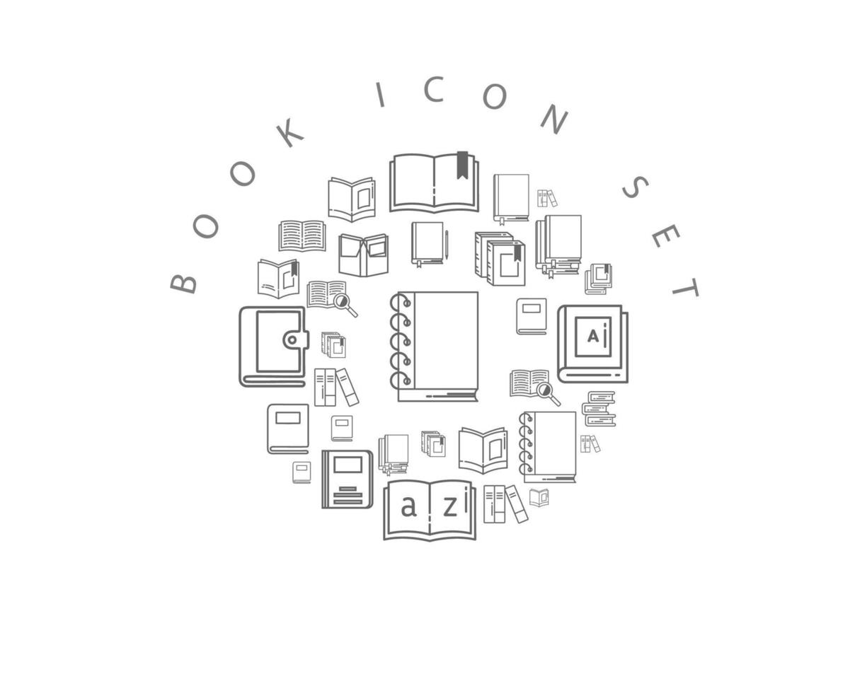 Buch-Icon-Set-Design auf weißem Hintergrund. vektor