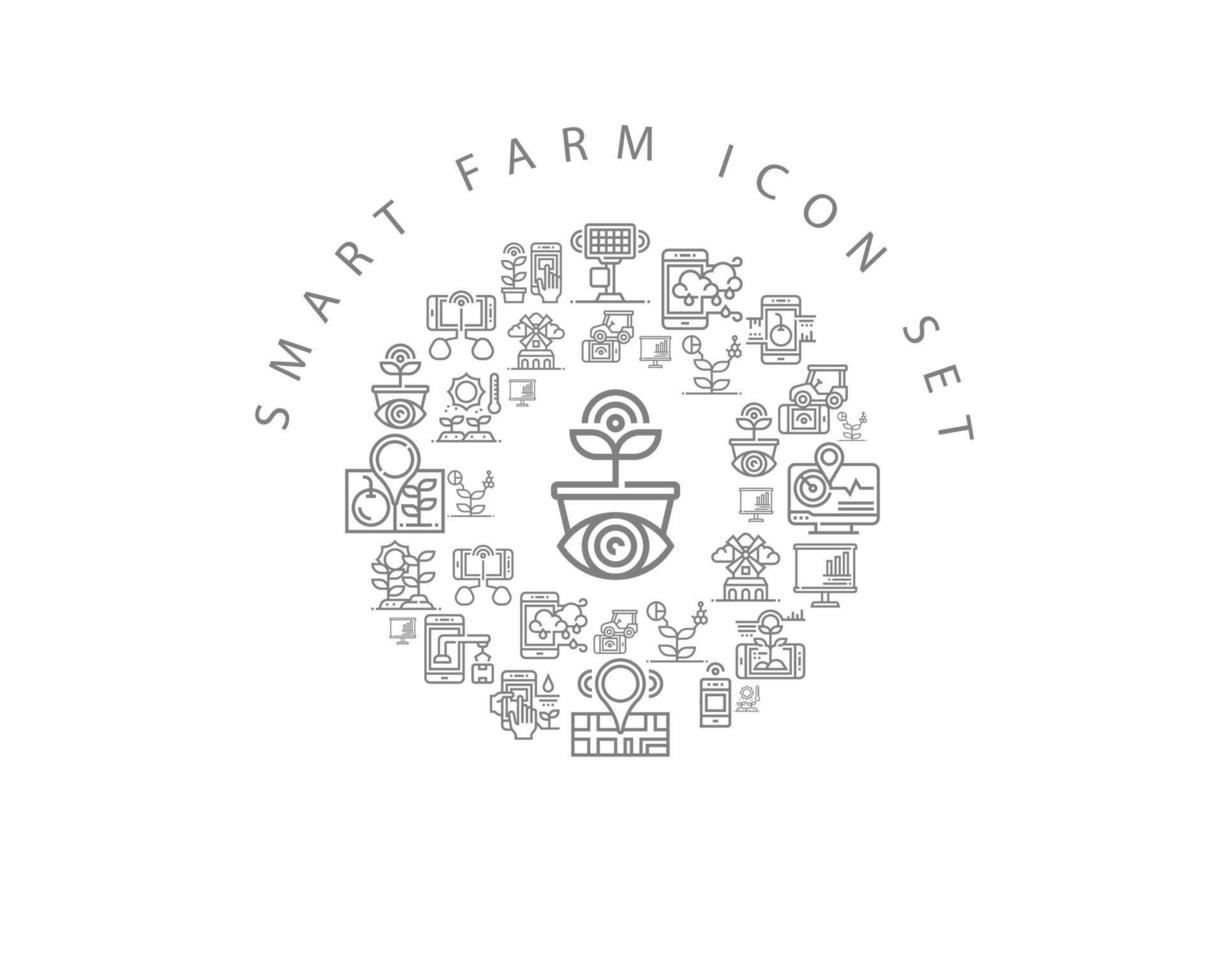 Smart-Farm-Icon-Set-Design auf weißem Hintergrund. vektor