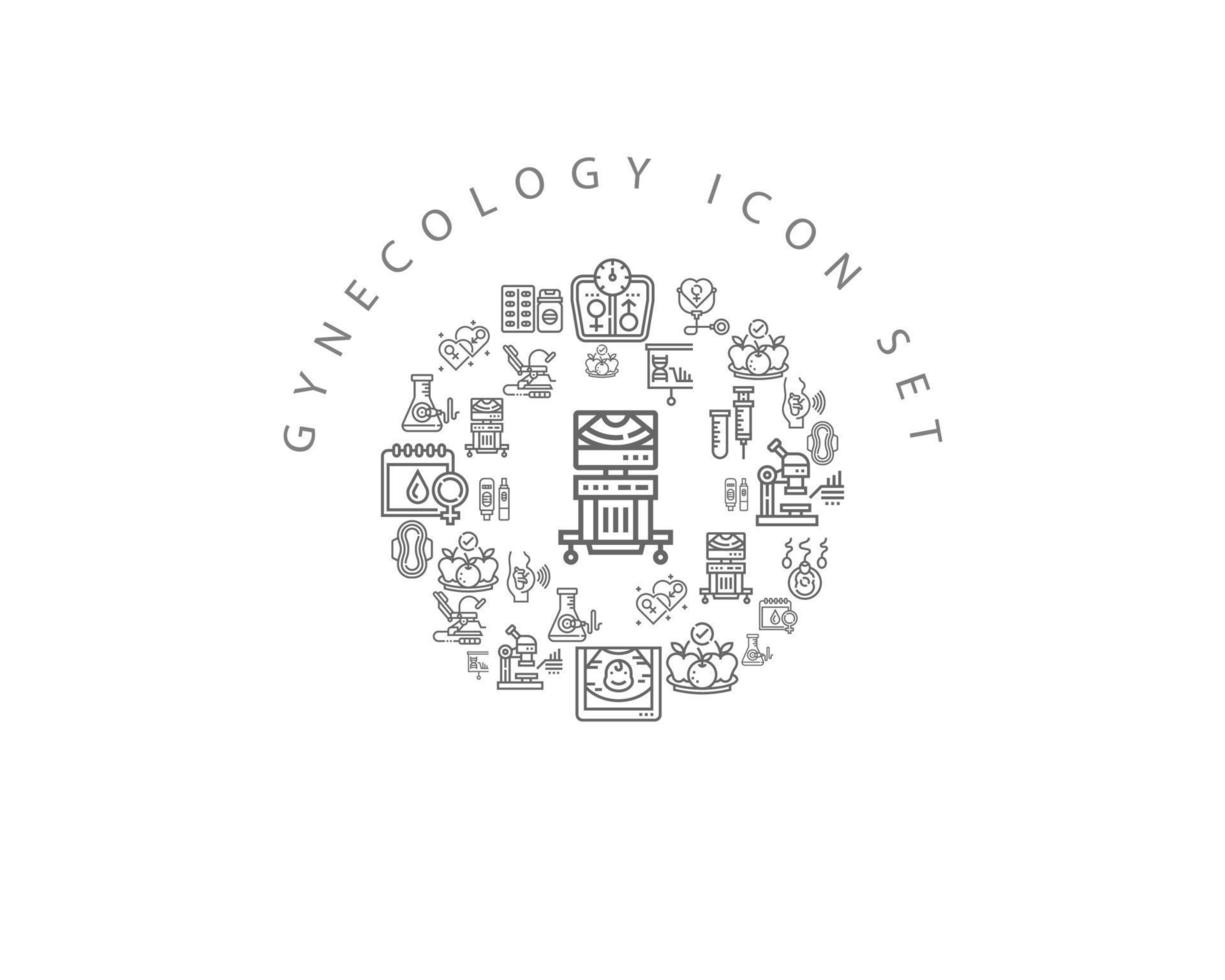 gynekologi element ikon uppsättning design på vit bakgrund vektor