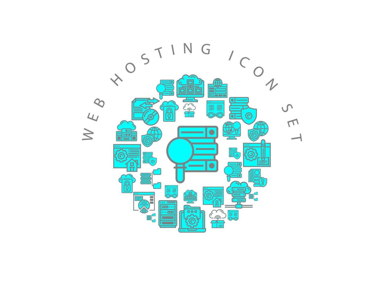 Web-Hosting-Icon-Set-Design auf weißem Hintergrund. vektor