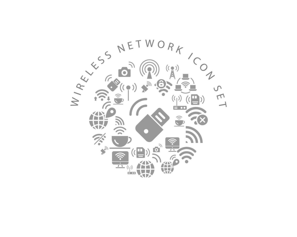 trådlös nätverk ikon uppsättning design på vit bakgrund. vektor