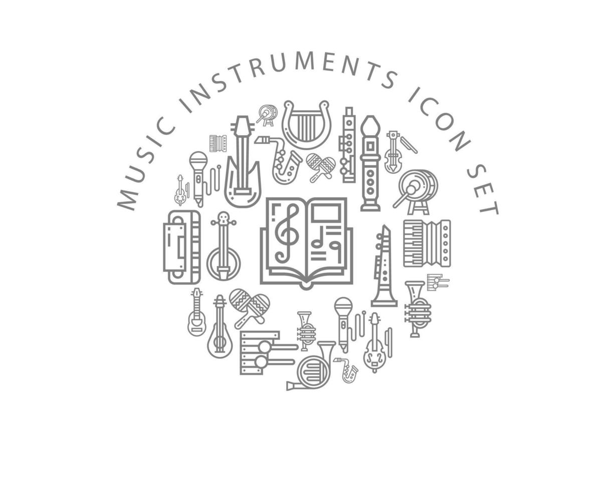 Musikinstrumente Icon-Set-Design auf weißem Hintergrund. vektor