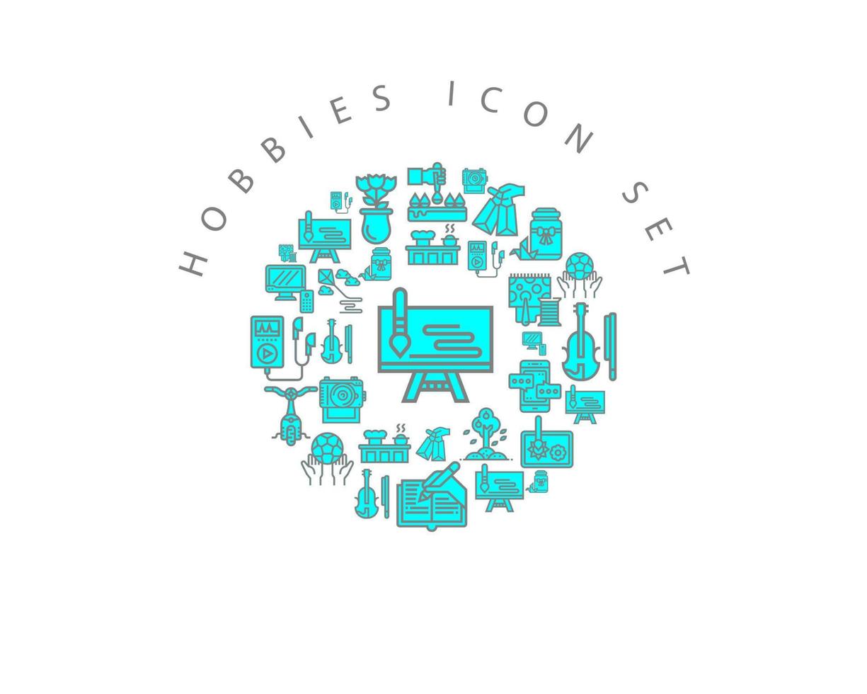 Hobbies-Icon-Set-Design auf weißem Hintergrund vektor