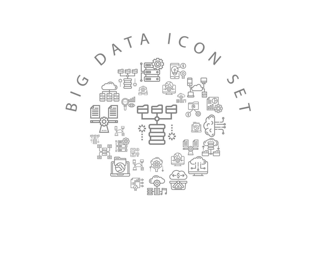 Big Data-Icon-Set-Design auf weißem Hintergrund vektor