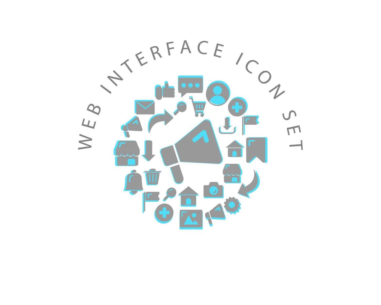 Web-Interface-Icon-Set-Design auf weißem Hintergrund. vektor