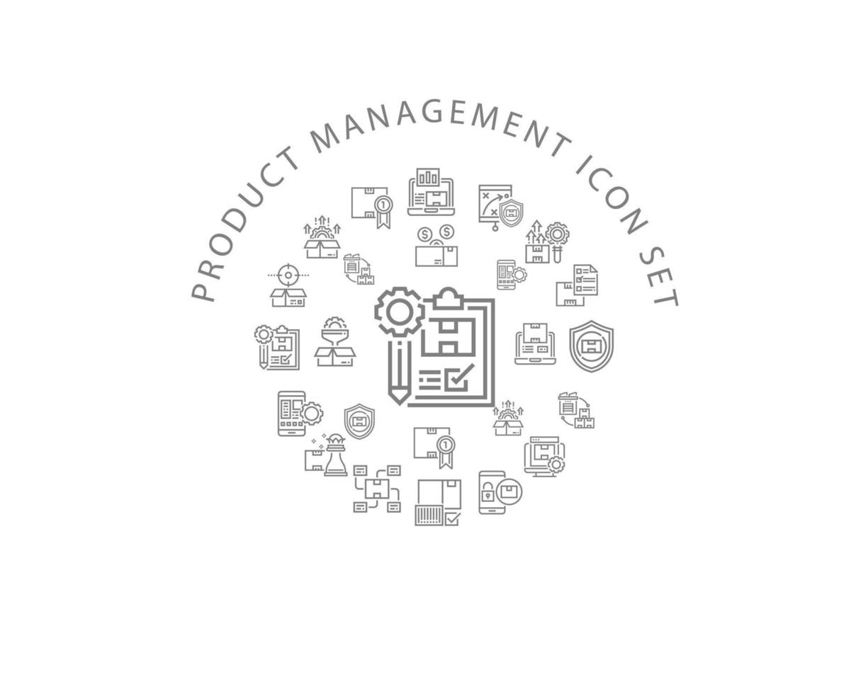 Produktmanagement-Icon-Set-Design auf weißem Hintergrund. vektor