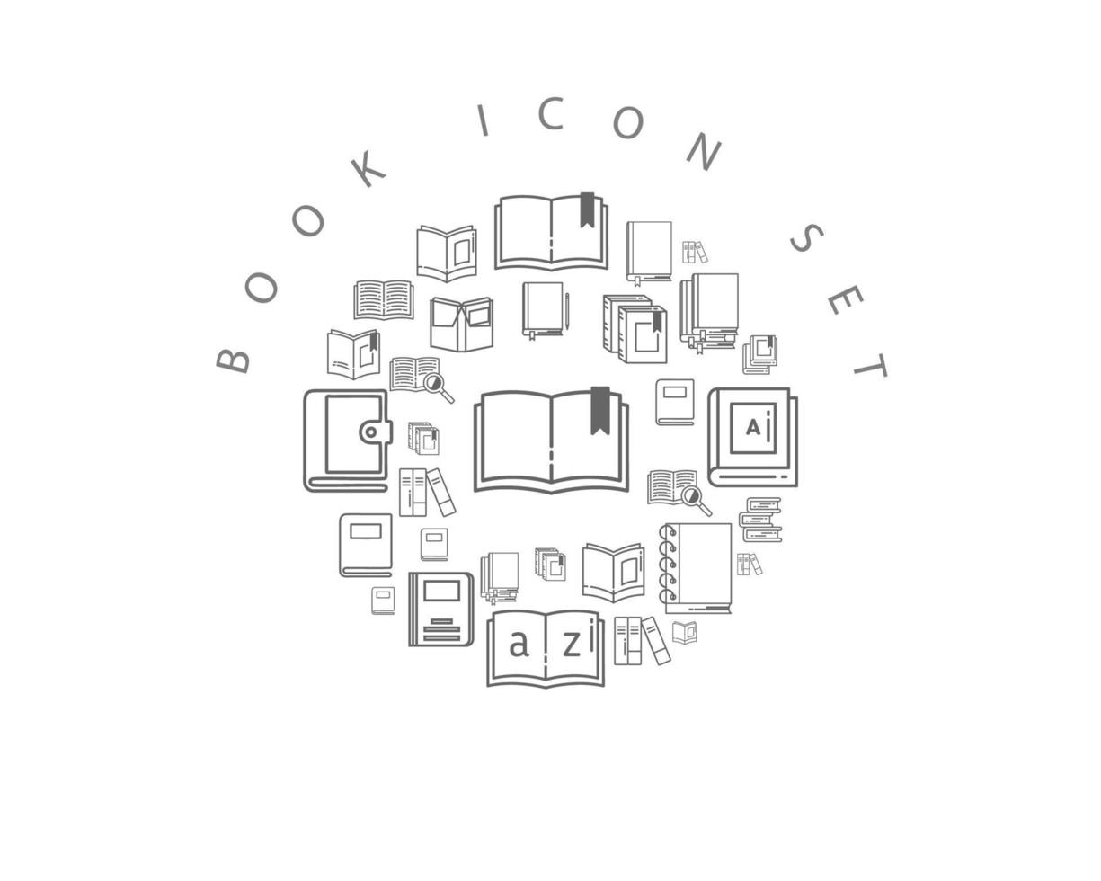 Buch-Icon-Set-Design auf weißem Hintergrund. vektor