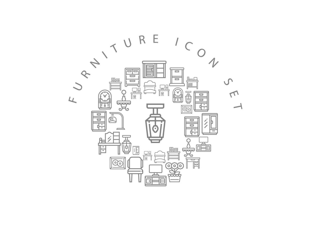 Möbel-Icon-Set-Design auf weißem Hintergrund vektor